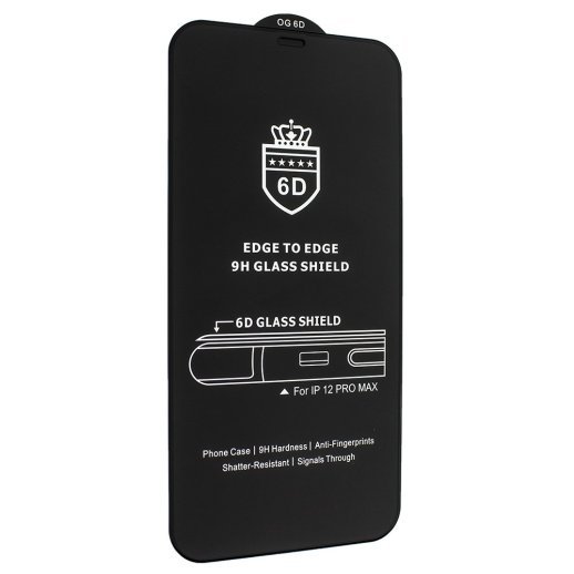 Захисне скло 6D для APPLE iPhone 12 PRO MAX 6,7" ЧОРНИЙ