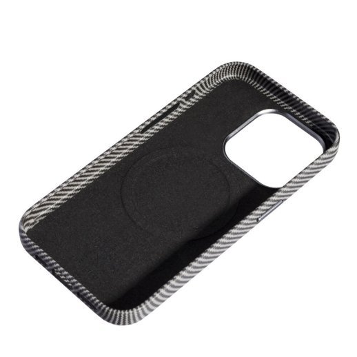 Накладка Leather Carbon With Magnetic для Apple iPhone 15 Pro Titanium