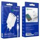 Мережевий зарядний пристрій BOROFONE BA54A Wide 2 USB QC3.0 18W + кабель USB - TYPE-C, білий