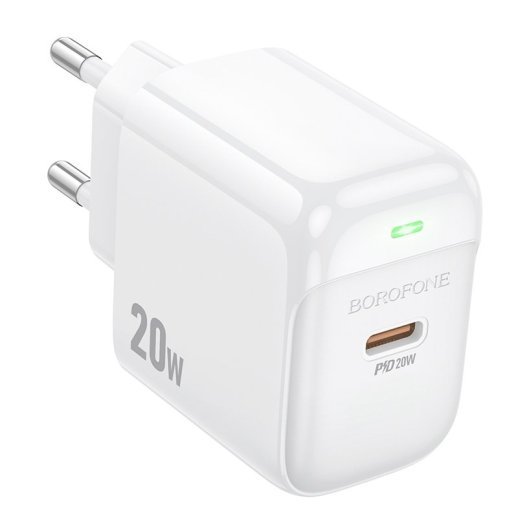 Мережевий зарядний пристрій BOROFONE BAS43A TYPE-C PD 20W, білий