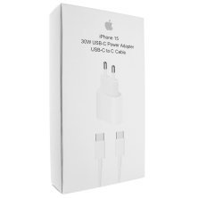 Мережевий зарядний пристрій 15 PRO MAX USB-C 30W + кабель USB TYPE-C TO TYPE-C З ЛОГО в упаковці