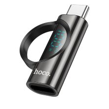 Перехідник HOCO LCD UA32 100W OTG Type-C (папа) - Type-C (мама), чорний