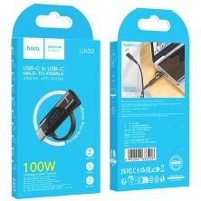 Перехідник HOCO LCD UA32 100W OTG Type-C (папа) - Type-C (мама), чорний