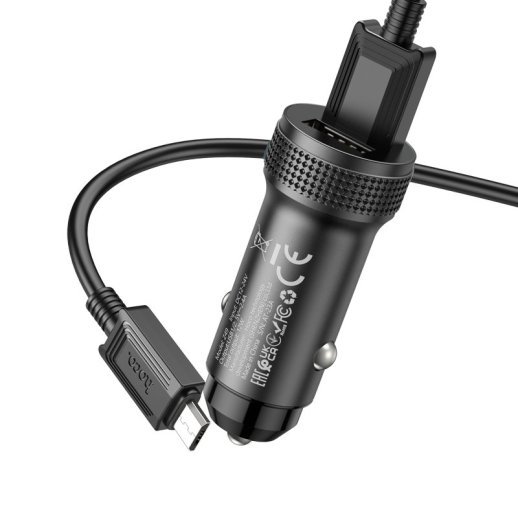 Автомобільний зарядний пристрій HOCO Z49 2USB 2,4A + кабель USB - Micro USB, чорний
