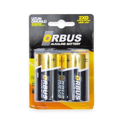 Батарейка LR20 лужна ORBUS 1.5V, 2 штуки