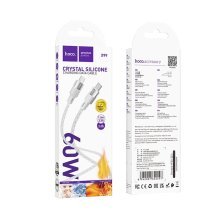 USB-C кабель HOCO X99 Type-C - Type-C 60W, SILICONE, 1метр, сірий