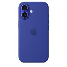 Silicone Case Original With MagSafe and Splash Apple iPhone 16 with button Brilliant Blue
