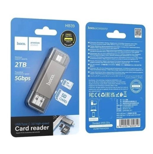 Картридер HOCO HB39 2в1 TYPE-C 3.0 | USB 3.0