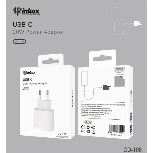 Мережевий зарядний пристрій INKAX CD-108 20W USB-C 3.0A