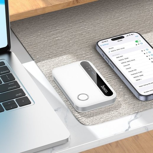 Мобільний портативний Wi-Fi роутер HOCO HI41 4G LTE 2100 мАг, білий
