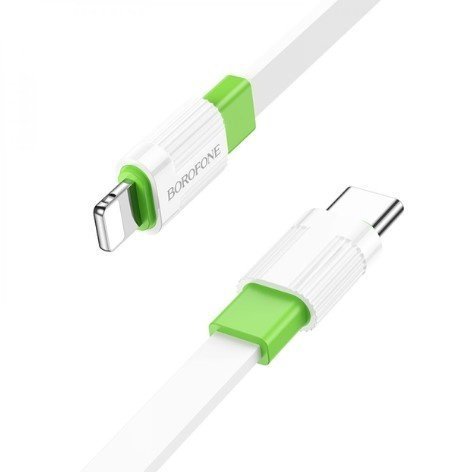 USB-C кабель BOROFONE BX89 charging data TYPE-C - Lightning біло-зелений