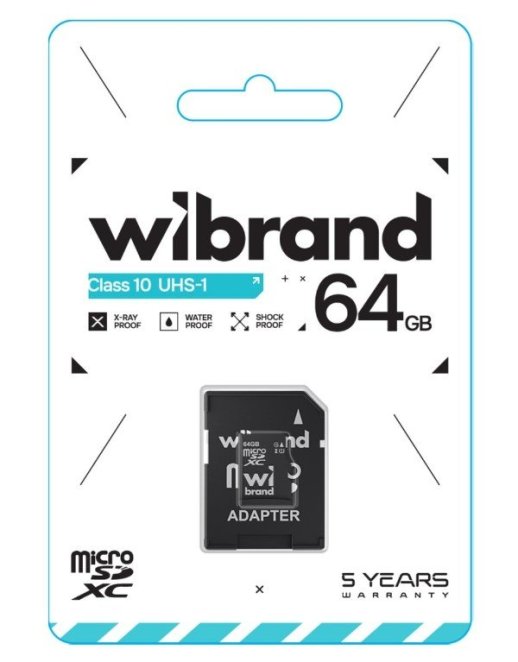 Карта пам'яті micro 64Gb Wibrand SDXC (UHS-1) class 10 (adapter SD)