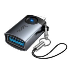 OTG-адаптер HOCO UA46 Lightning (штекер) на USB (гнездо), сірий