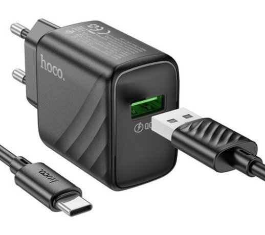 Мережевий зарядний пристрій HOCO CS21A USB QC 3.0 + КАБЕЛЬ USB - TYPE-C, чорний