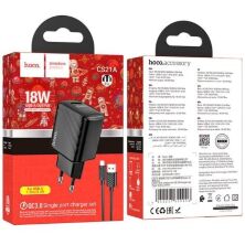 Мережевий зарядний пристрій HOCO CS21A USB QC 3.0 + КАБЕЛЬ USB - TYPE-C, чорний