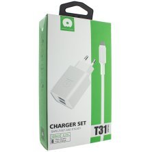 Мережевий зарядний пристрій WUW T31 2USB 2.4A + USB Lightning