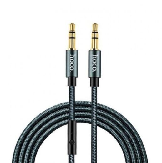 Кабель AUX HOCO UPA04 + Микрофон 3 pin (1М) (серый)