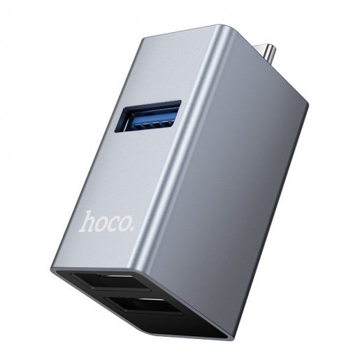USB HUB HOCO HB54A 3in1 (Type-C to USB2.0*2+USB3.0) (серый)