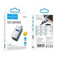 USB HUB HOCO HB54A 3in1 (Type-C to USB2.0*2+USB3.0) (серый)