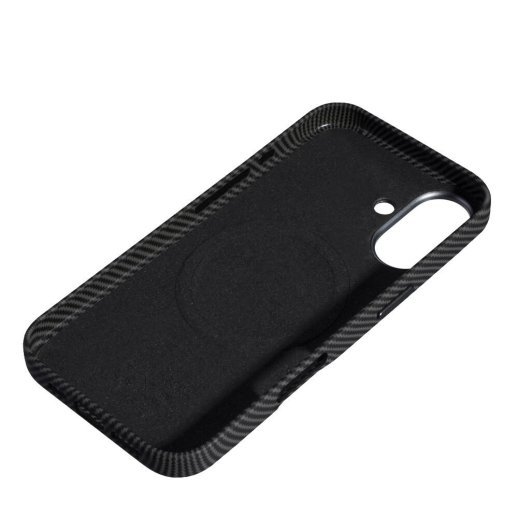 Накладка Leather Carbon With Magnetic для Apple iPhone 16 Black