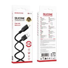 USB кабель BOROFONE BX113 SILICONE 2.4A 2m USB - Lightning, ЧОРНИЙ