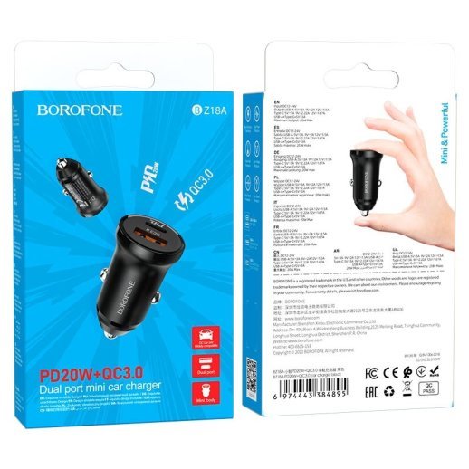 Автомобільний зарядний пристрій BOROFONE BZ18A PD20W+QC3.0 car charger