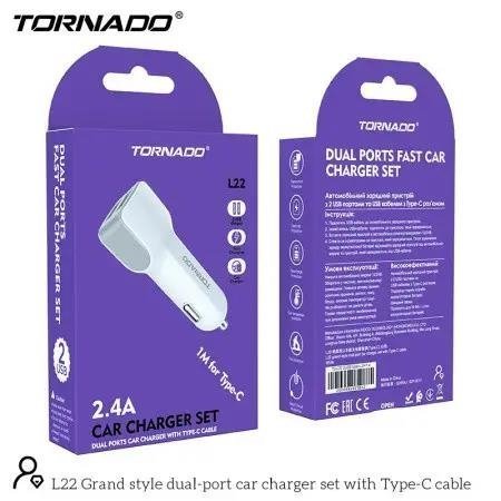 Автомобильное Зарядное Устройство Tornado L22 Type-C 2USB