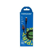 USB Cable TORNADO TX7 Тканевая Оплётка Lightning 2.4A/1m Black&Red