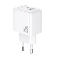 Мережевий зарядний пристрій BOROFONE BAS44A TYPE-C PD 20W + USB QC3.0, білий