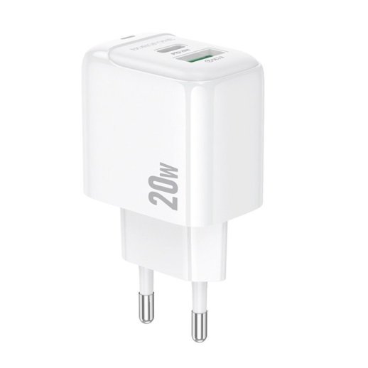 Мережевий зарядний пристрій BOROFONE BAS44A TYPE-C PD 20W + USB QC3.0, білий