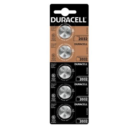 Батарейка CR2032 літієва DURACELL 3V, 5 штук