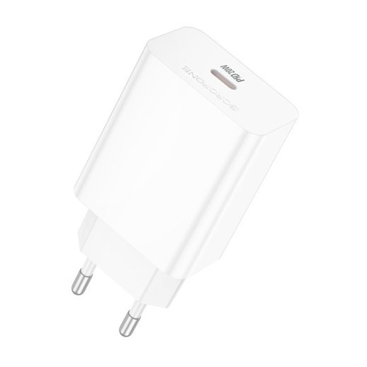 Мережевий зарядний пристрій BOROFONE BA21A PRO TYPE-C PD 20W, БІЛИЙ