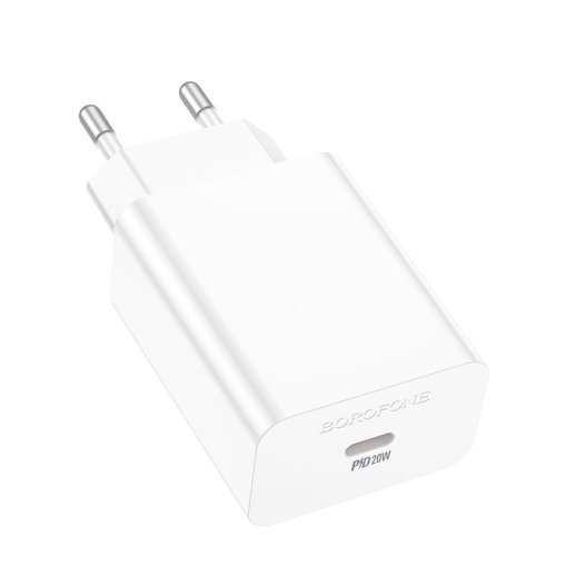Мережевий зарядний пристрій BOROFONE BA21A PRO TYPE-C PD 20W, БІЛИЙ