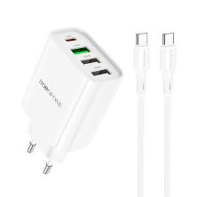 Мережевий зарядний пристрій BOROFONE BA79A Clever PD20W USB-C - 1 PORT, USB-A - 3 PORT + кабель TYPE-C - TYPE-C