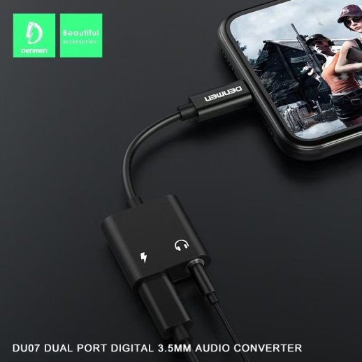 AUX ПЕРЕХІДНИК Denmen DU07 Type-C - jack 3.5 мм + ЗАРЯДКА FOR ANDROID / MAC