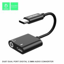 AUX ПЕРЕХІДНИК Denmen DU07 Type-C - jack 3.5 мм + ЗАРЯДКА FOR ANDROID / MAC