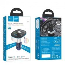 FM трансмітер HOCO E71 Bluetooth з швидкою зарядкою 1USB QC3.0 18W + 1USB FLASH з гучним зв'язком СИНIЙ