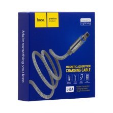 USB кабель HOCO U40A магнiтний USB - Lightning 1M, сірий