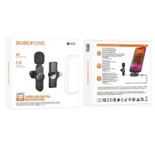 Бездротовий петличний мікрофон Borofone BFK12 LIGHTNING для iPhone, чорний