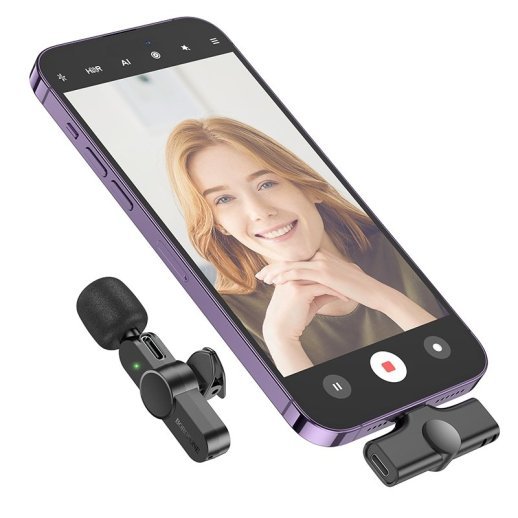 Бездротовий петличний мікрофон Borofone BFK12 LIGHTNING для iPhone, чорний