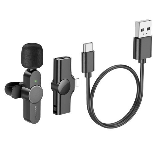 Бездротовий петличний мікрофон Borofone BFK12 LIGHTNING для iPhone, чорний