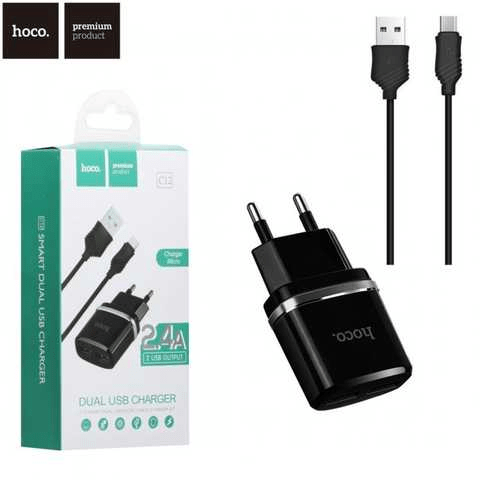Мережевий Зарядний Пристрій Hoco C12 2USB Micro