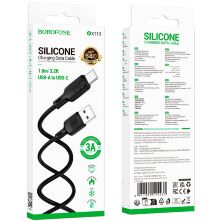 USB кабель BOROFONE BX113 USB - Type-C SILICONE 3A 1 метр, чорний