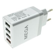 Мережевий зарядний пристрій MEGA 4 USB QC 3.0 30W без упаковки