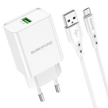Мережевий зарядний пристрій BOROFONE BN5 Jingrui single port QC3.0 + кабель USB - MICRO