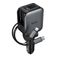 Автомобільний зарядний пристрій HOCO Z67A TYPE-C PD 60W / USB QC3.0 + кабель Type-C - Lightning, сірий