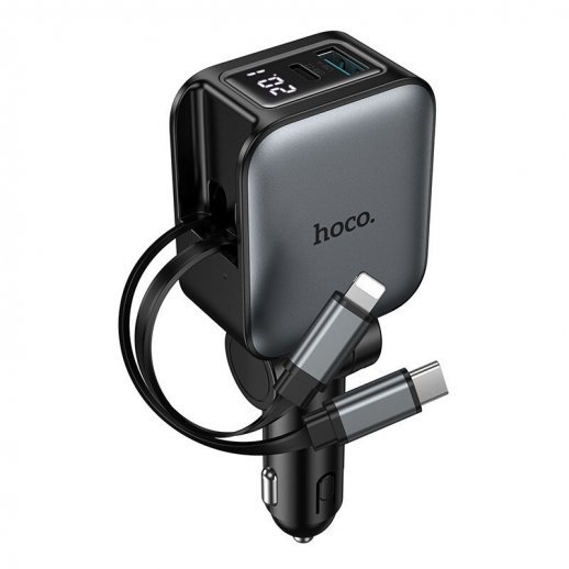 Автомобільний зарядний пристрій HOCO Z67A TYPE-C PD 60W / USB QC3.0 + кабель Type-C - Lightning, сірий