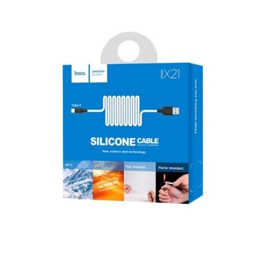 USB кабель HOCO X21 SILICONE USB - Type-C 1м БIЛИЙ