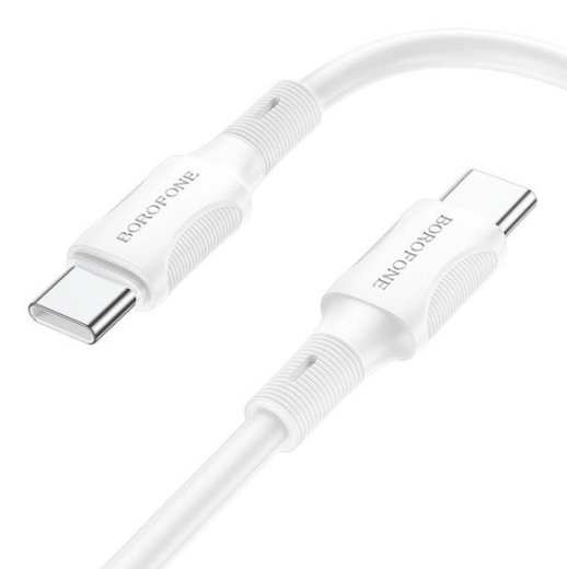 USB-C кабель BOROFONE BX80 PD 60W charging data Type-C - Type-C 1 метр бiлий