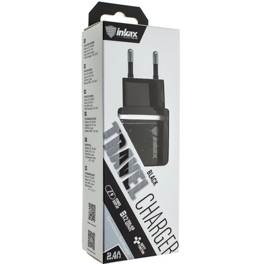 Мережевий зарядний пристрій INKAX CD-11 2.4A, 2 USB